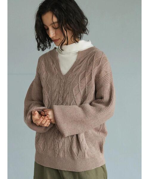 CRAFT STANDARD BOUTIQUE(クラフトスタンダードブティック)の「ケーブルスキッパープルオーバー(ニット/セーター・レディース・グレー/ベージュ/グリーン・FREE)」の5枚目の写真