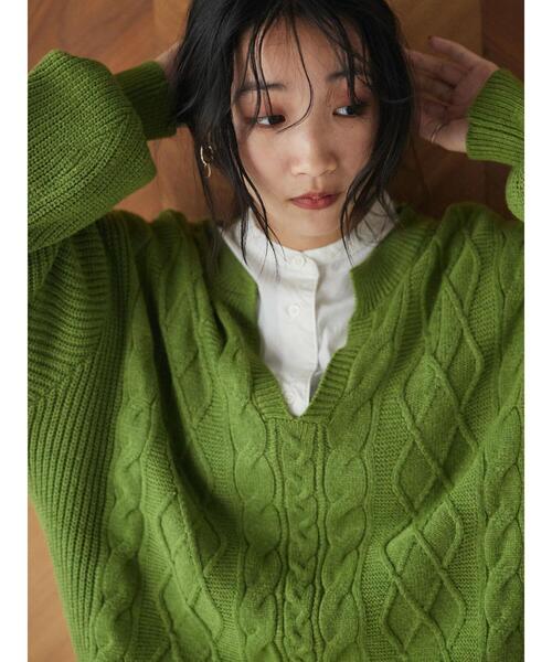 CRAFT STANDARD BOUTIQUE(クラフトスタンダードブティック)の「ケーブルスキッパープルオーバー(ニット/セーター・レディース・グレー/ベージュ/グリーン・FREE)」の11枚目の写真