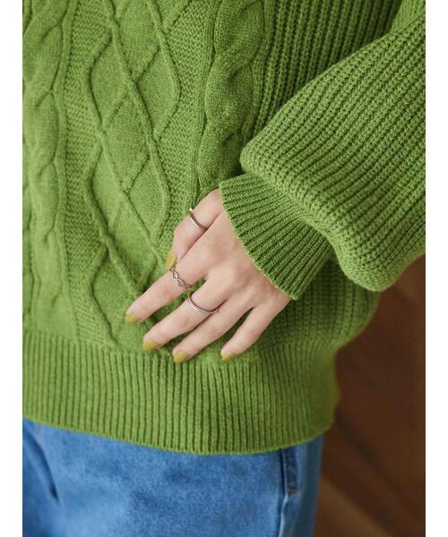CRAFT STANDARD BOUTIQUE(クラフトスタンダードブティック)の「ケーブルスキッパープルオーバー(ニット/セーター・レディース・グレー/ベージュ/グリーン・FREE)」の16枚目の写真