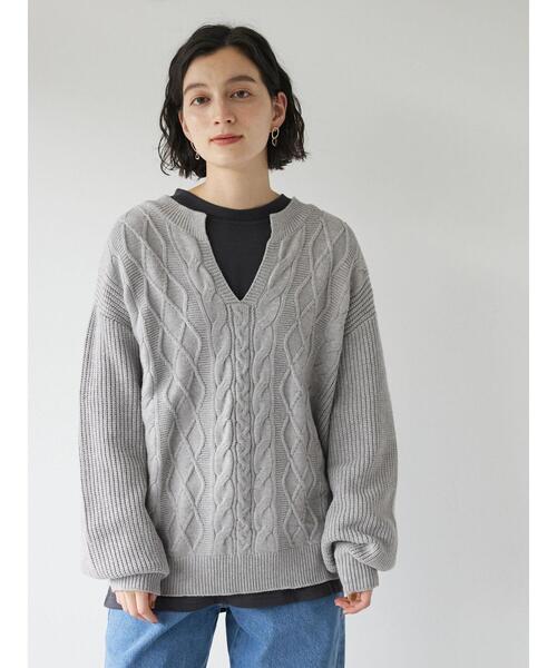 CRAFT STANDARD BOUTIQUE(クラフトスタンダードブティック)の「ケーブルスキッパープルオーバー(ニット/セーター・レディース・グレー/ベージュ/グリーン・FREE)」の22枚目の写真