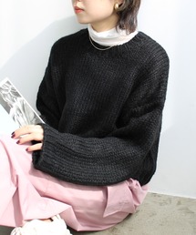 起毛ショート丈ニットプルオーバー