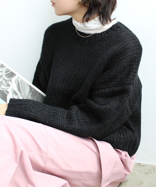 GeeRA(ジーラ)の「起毛ショート丈ニットプルオーバー(ニット/セーター・レディース・ピンク/ブラック/アイボリー・MEDIUM)」の10枚目の写真