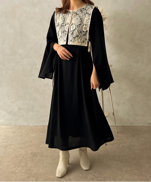 apres jour clair(アプレジュールクレア)の「【apres jour clair】スリットスリーブロングワンピース【ZOZOTOWN限定アイテム】(ワンピース・レディース・ブラック/アイボリー/モカ/ボルドー・フリー/X-LARGE)」の2枚目の写真