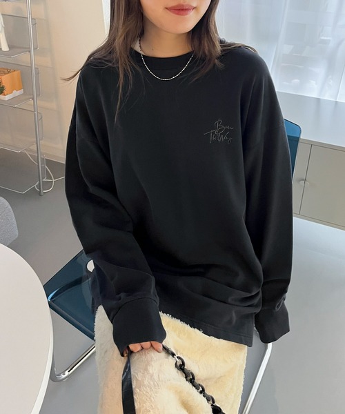 EPIMI E'PIMMY(エピミエピミー)の「ピグメントオーバースウェット(スウェット・レディース・オートミール/パープル/オレンジ/ブラック・MEDIUM)」の2枚目の写真