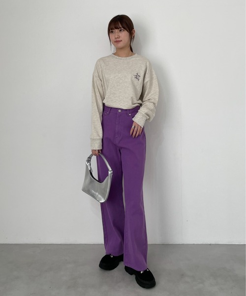 EPIMI E'PIMMY(エピミエピミー)の「ピグメントオーバースウェット(スウェット・レディース・オートミール/パープル/オレンジ/ブラック・MEDIUM)」の16枚目の写真