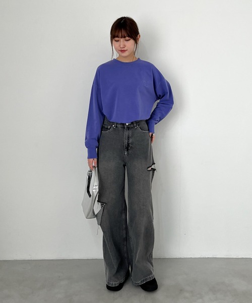 EPIMI E'PIMMY(エピミエピミー)の「ピグメントオーバースウェット(スウェット・レディース・オートミール/パープル/オレンジ/ブラック・MEDIUM)」の21枚目の写真