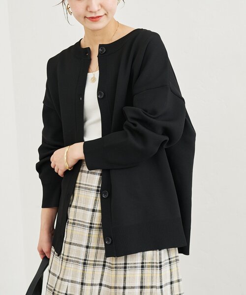 B.C STOCK（ベーセーストック）の「≪追加≫ダンボールクルーカーディガン（カーディガン/ボレロ・レディース・グリーン/アイボリー/ブラック/ブルー・FREE）」の16枚目の写真