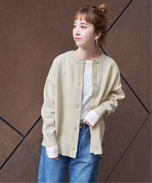 B.C STOCK（ベーセーストック）の「≪追加≫ダンボールクルーカーディガン（カーディガン/ボレロ・レディース・グリーン/アイボリー/ブラック/ブルー・FREE）」の21枚目の写真