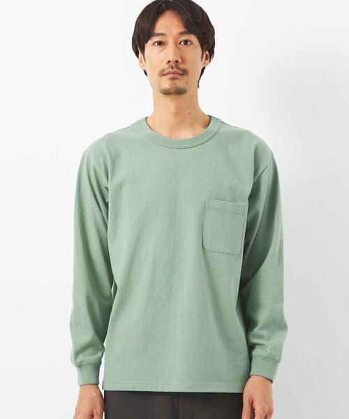 green label relaxing（グリーンレーベルリラクシング）の「ヘビーウェイト クルーネック ロングスリーブ カットソー（Tシャツ/カットソー・メンズ・ベージュ/ホワイト/ライム/ブラック・M/L/S/XL/XXL）」の14枚目の写真