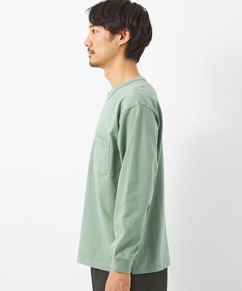 green label relaxing（グリーンレーベルリラクシング）の「ヘビーウェイト クルーネック ロングスリーブ カットソー（Tシャツ/カットソー・メンズ・ベージュ/ホワイト/ライム/ブラック・M/L/S/XL/XXL）」の15枚目の写真