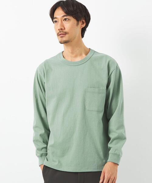 green label relaxing（グリーンレーベルリラクシング）の「ヘビーウェイト クルーネック ロングスリーブ カットソー（Tシャツ/カットソー・メンズ・ベージュ/ホワイト/ライム/ブラック・M/L/S/XL/XXL）」の17枚目の写真