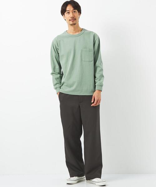 green label relaxing（グリーンレーベルリラクシング）の「ヘビーウェイト クルーネック ロングスリーブ カットソー（Tシャツ/カットソー・メンズ・ベージュ/ホワイト/ライム/ブラック・M/L/S/XL/XXL）」の18枚目の写真