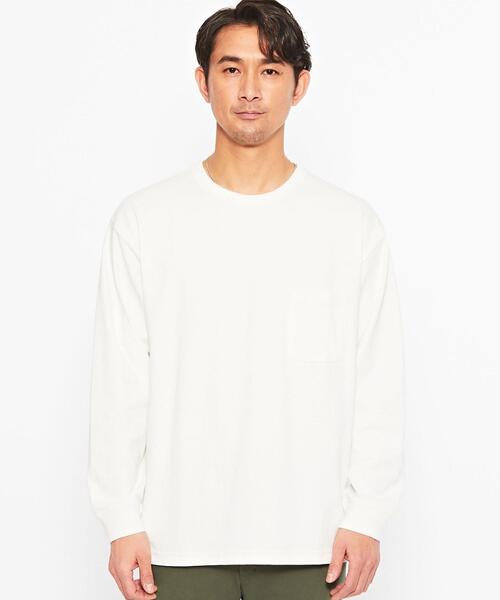 green label relaxing（グリーンレーベルリラクシング）の「ヘビーウェイト クルーネック ロングスリーブ カットソー（Tシャツ/カットソー・メンズ・ベージュ/ホワイト/ライム/ブラック・M/L/S/XL/XXL）」の19枚目の写真