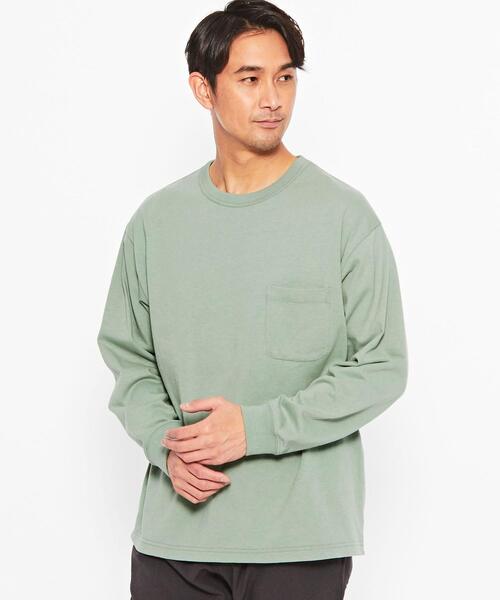 green label relaxing（グリーンレーベルリラクシング）の「ヘビーウェイト クルーネック ロングスリーブ カットソー（Tシャツ/カットソー・メンズ・ベージュ/ホワイト/ライム/ブラック・M/L/S/XL/XXL）」の4枚目の写真