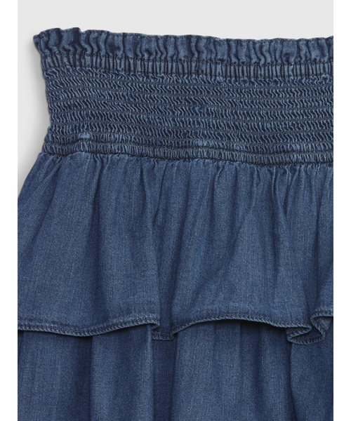 GAP(ギャップ)の「ウォッシュウェル スモッキングギャザー デニムスコート (キッズ)(デニムスカート・キッズ・ライトインディゴブルー・XS/M/S/L/XL/XXL)」の3枚目の写真