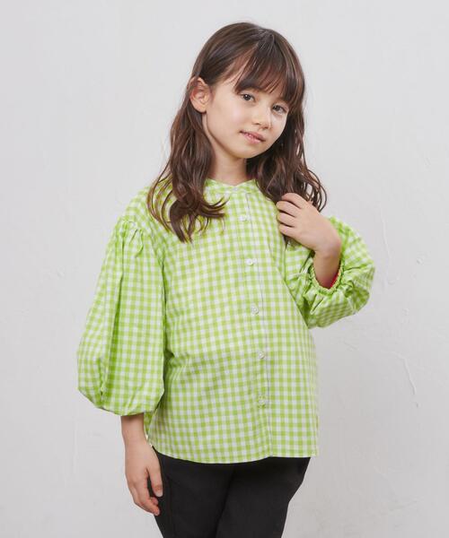 coen（コーエン）の「ギンガムチェックバルーンスリーブブラウス（シャツ/ブラウス・キッズ・ネイビー/ライム・110/130/150）」の22枚目の写真
