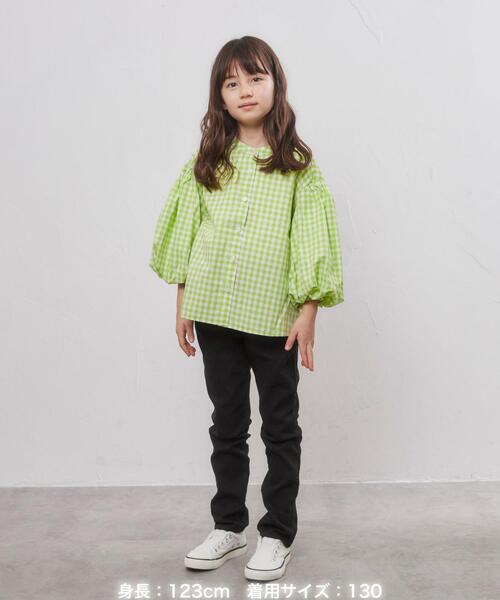 coen（コーエン）の「ギンガムチェックバルーンスリーブブラウス（シャツ/ブラウス・キッズ・ネイビー/ライム・110/130/150）」の21枚目の写真
