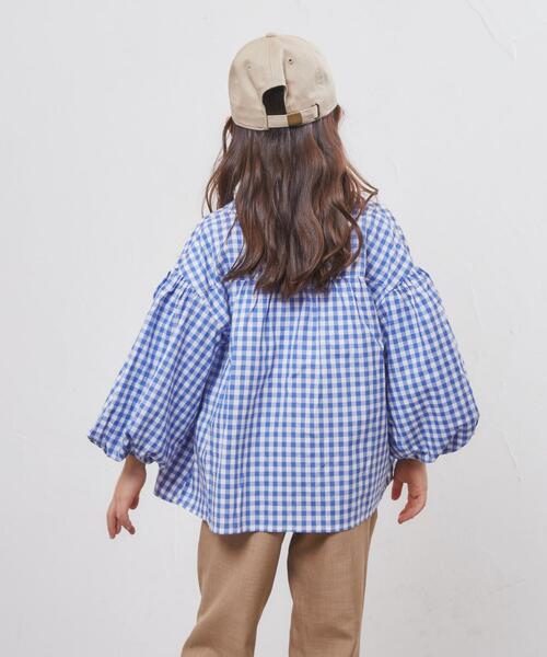 coen（コーエン）の「ギンガムチェックバルーンスリーブブラウス（シャツ/ブラウス・キッズ・ネイビー/ライム・110/130/150）」の17枚目の写真