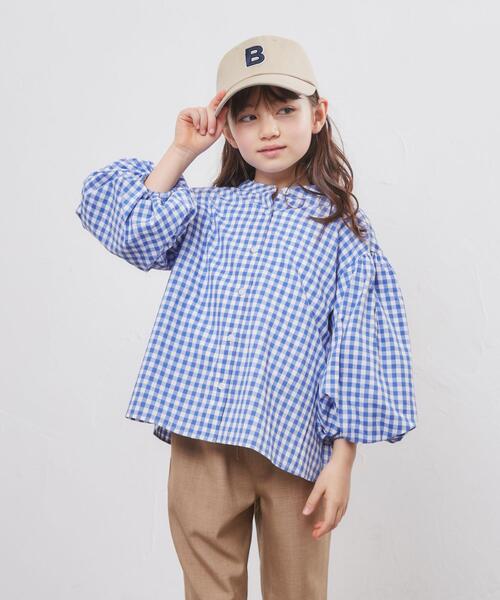 coen（コーエン）の「ギンガムチェックバルーンスリーブブラウス（シャツ/ブラウス・キッズ・ネイビー/ライム・110/130/150）」の16枚目の写真