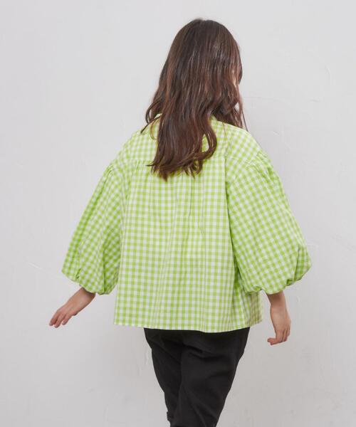 coen（コーエン）の「ギンガムチェックバルーンスリーブブラウス（シャツ/ブラウス・キッズ・ネイビー/ライム・110/130/150）」の13枚目の写真
