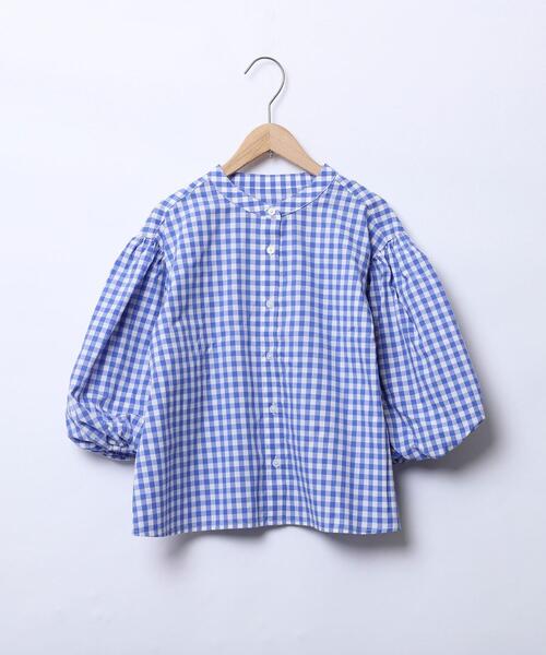 coen（コーエン）の「ギンガムチェックバルーンスリーブブラウス（シャツ/ブラウス・キッズ・ネイビー/ライム・110/130/150）」の11枚目の写真