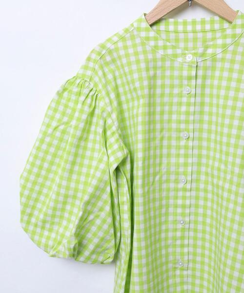 coen（コーエン）の「ギンガムチェックバルーンスリーブブラウス（シャツ/ブラウス・キッズ・ネイビー/ライム・110/130/150）」の9枚目の写真