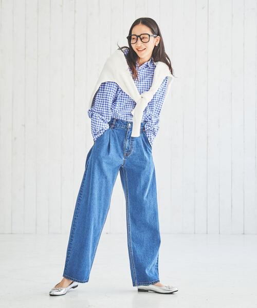 coen（コーエン）の「ギンガムチェックバルーンスリーブブラウス（シャツ/ブラウス・キッズ・ネイビー/ライム・110/130/150）」の3枚目の写真