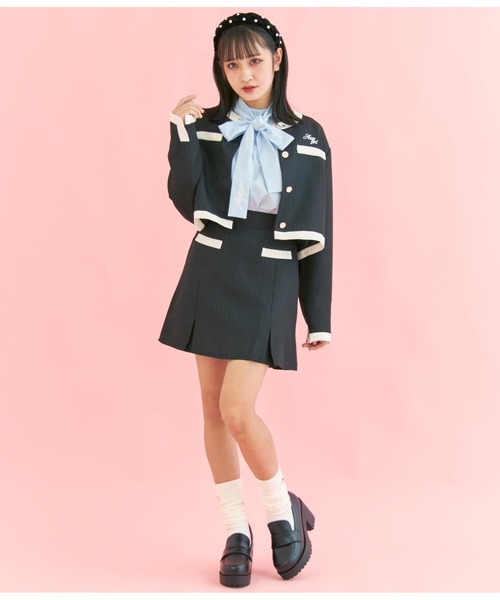 セール】ツイードジャケット【セットアップ着用可】（ノーカラー