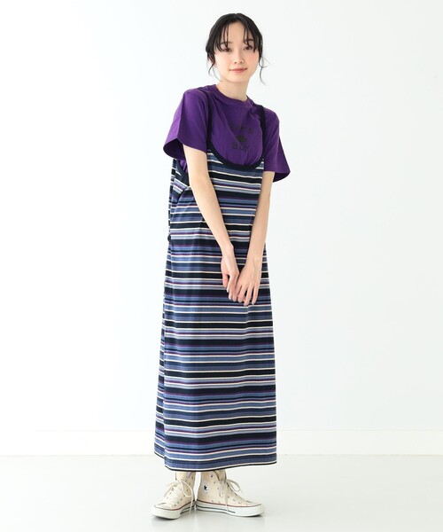 BEAMS BOY（ビームスボーイ）の「BEAMS BOY / マルチボーダー キャミソール ワンピース23SS（ワンピース・レディース・グリーン/ネイビー/オレンジ・ONE SIZE）」の13枚目の写真