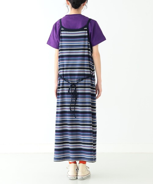 BEAMS BOY（ビームスボーイ）の「BEAMS BOY / マルチボーダー キャミソール ワンピース23SS（ワンピース・レディース・グリーン/ネイビー/オレンジ・ONE SIZE）」の7枚目の写真
