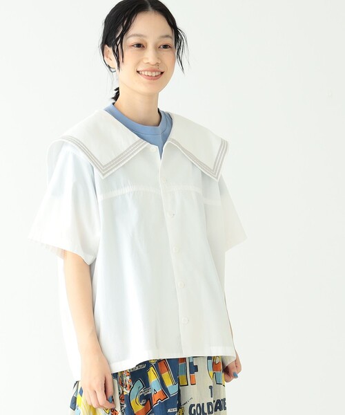 BEAMS BOY ビームスボーイ ARMY セーラー シャツ ジャケット Amazon | [ビームスボーイ] 半袖シャツ セーラーカラー シャツ