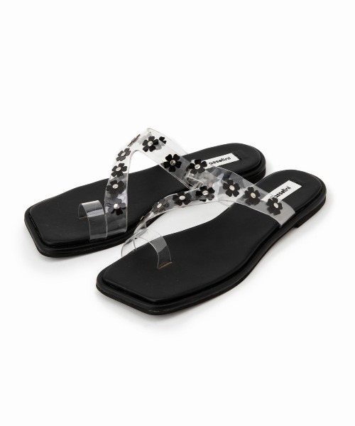 Casselini（キャセリーニ）の「Casselini(キャセリーニ)フラワーモチーフサンダル（サンダル・レディース・ブラック/ホワイト/シルバー・23.5cm/24.5cm/23cm/24cm）」の6枚目の写真