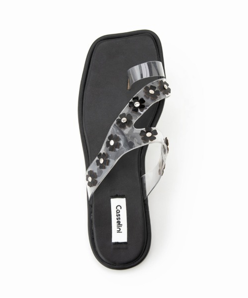 Casselini（キャセリーニ）の「Casselini(キャセリーニ)フラワーモチーフサンダル（サンダル・レディース・ブラック/ホワイト/シルバー・23.5cm/24.5cm/23cm/24cm）」の9枚目の写真