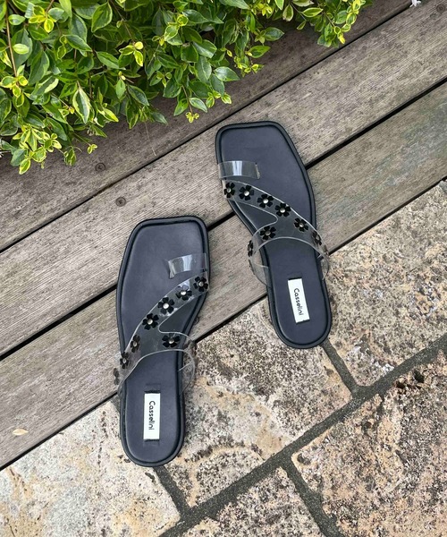 Casselini（キャセリーニ）の「Casselini(キャセリーニ)フラワーモチーフサンダル（サンダル・レディース・ブラック/ホワイト/シルバー・23.5cm/24.5cm/23cm/24cm）」の21枚目の写真