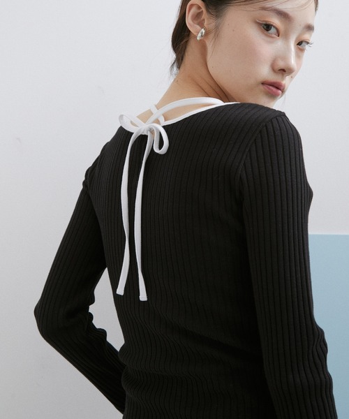 【サステナブル・WEB限定】パイピングネックリブプルオーバー