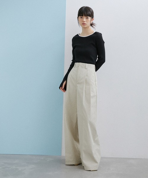 【サステナブル・WEB限定】パイピングネックリブプルオーバー