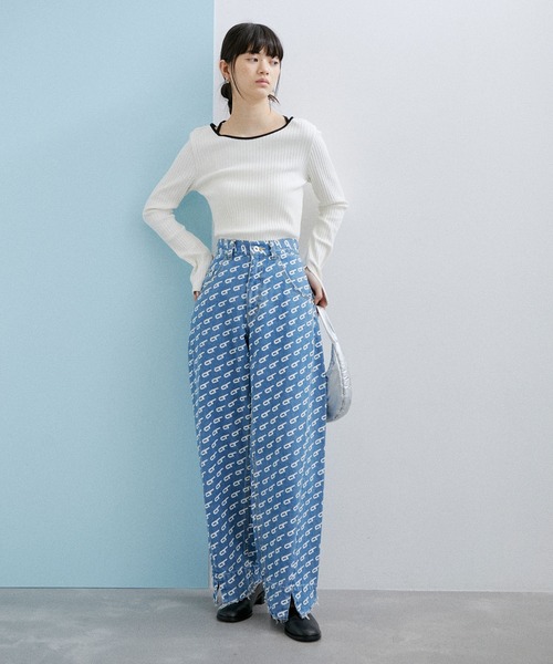 【サステナブル・WEB限定】パイピングネックリブプルオーバー