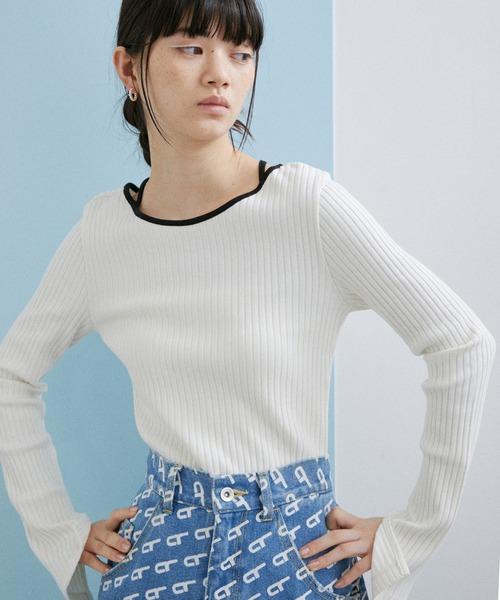 【サステナブル・WEB限定】パイピングネックリブプルオーバー