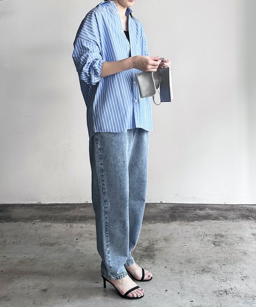 COMMON WARE（コモンウェアー）の「COMMONWARE:ビッグサイズ レギュラーカラー シャツ L/S（シャツ/ブラウス・レディース・グリーン系/サックスブルー系/ブラック×ホワイト/グリーン/ホワイト/イエロー/ラベンダー/サックスブルー/ブラック/ホワイト×ブルー/グレイッシュベージュ・L/XL/M）」の12枚目の写真