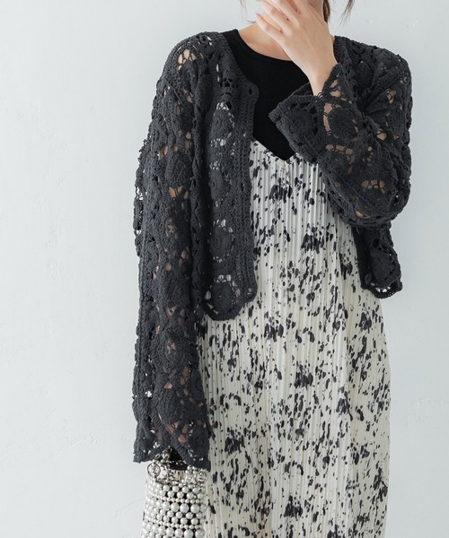 coca（coca）（コカ）の「かぎ編みカーディガン（カーディガン/ボレロ・レディース・アイボリー/チャコール/ブラウン・ONE SIZE）」の11枚目の写真