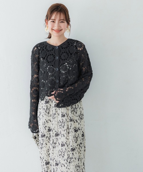 coca（coca）（コカ）の「かぎ編みカーディガン（カーディガン/ボレロ・レディース・アイボリー/チャコール/ブラウン・ONE SIZE）」の13枚目の写真