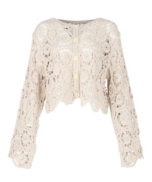 coca（coca）（コカ）の「かぎ編みカーディガン（カーディガン/ボレロ・レディース・アイボリー/チャコール/ブラウン・ONE SIZE）」の15枚目の写真