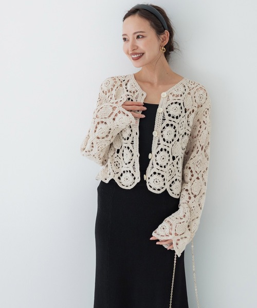 coca（coca）（コカ）の「かぎ編みカーディガン（カーディガン/ボレロ・レディース・アイボリー/チャコール/ブラウン・ONE SIZE）」の17枚目の写真