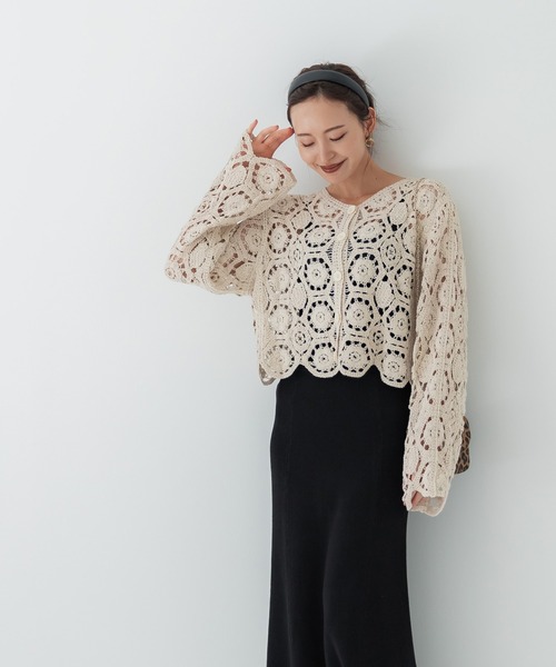 coca（coca）（コカ）の「かぎ編みカーディガン（カーディガン/ボレロ・レディース・アイボリー/チャコール/ブラウン・ONE SIZE）」の19枚目の写真