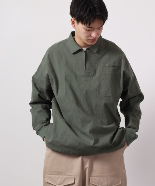 a lit r(ア リトル)の「a lit r 長袖プルオーバーリブシャツ(シャツ/ブラウス・メンズ・ブラック/カーキ・M/L)」の1枚目の写真