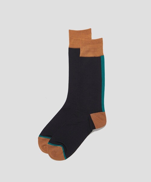 UNITED TOKYO(ユナイテッドトウキョウ)の「LINE BLOCKING SOCKS(ソックス/靴下・メンズ・グレー/ネイビー/ブラック・FREE)」の1枚目の写真