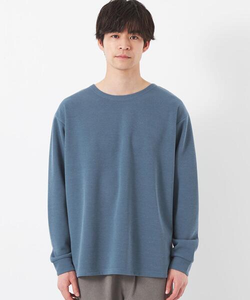 green label relaxing（グリーンレーベルリラクシング）の「T/LI アゼ ノーカラー ロングスリーブ カットソー（Tシャツ/カットソー・メンズ・ライトグレー/ライトブルー/ライトピンク・S/M/L/XL）」の18枚目の写真