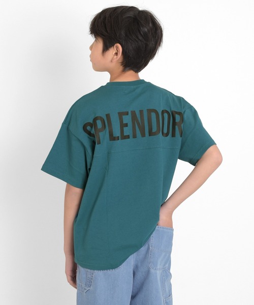 GLAZOS（グラソス）の「【接触冷感】バックロゴプリント半袖Tシャツ（Tシャツ/カットソー・キッズ・パープル/チャコールグレー/ブラック/ブルーグリーン/ベージュ・130cm/140cm/160cm/170cm/150cm）」の4枚目の写真