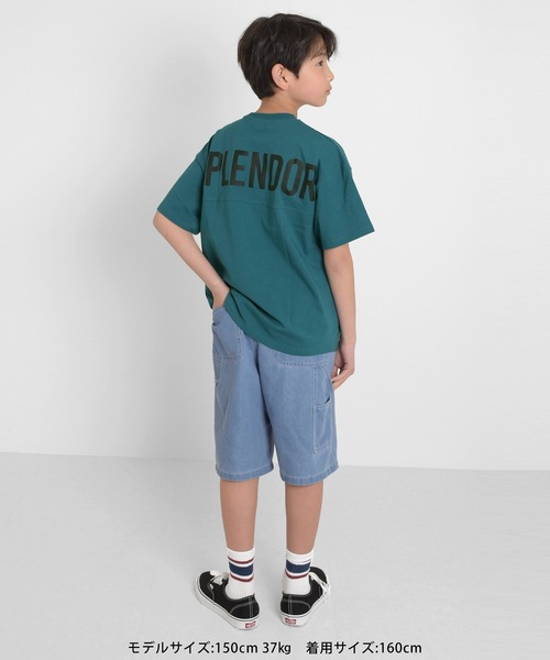 GLAZOS（グラソス）の「【接触冷感】バックロゴプリント半袖Tシャツ（Tシャツ/カットソー・キッズ・パープル/チャコールグレー/ブラック/ブルーグリーン/ベージュ・130cm/140cm/160cm/170cm/150cm）」の10枚目の写真