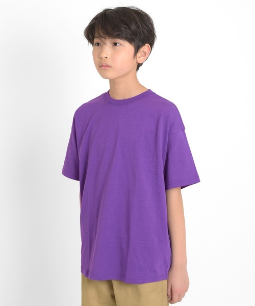 GLAZOS（グラソス）の「【接触冷感】バックロゴプリント半袖Tシャツ（Tシャツ/カットソー・キッズ・パープル/チャコールグレー/ブラック/ブルーグリーン/ベージュ・130cm/140cm/160cm/170cm/150cm）」の12枚目の写真